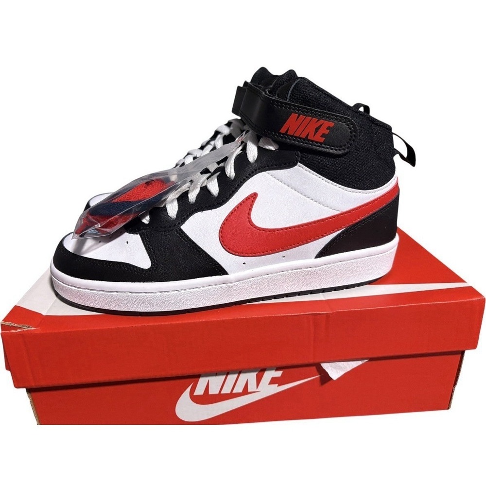 Nike Court Borough Mid 2 BG White University Red Black Blue Size 6Y DO5889 161 - Picture 4 of 10